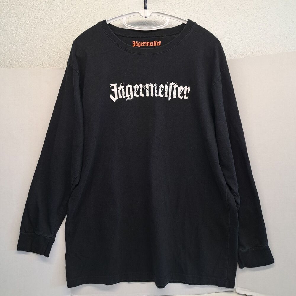Jagermeister Hammer Down Skull Logo Men's Black Long Sleeve T-Shirt XL